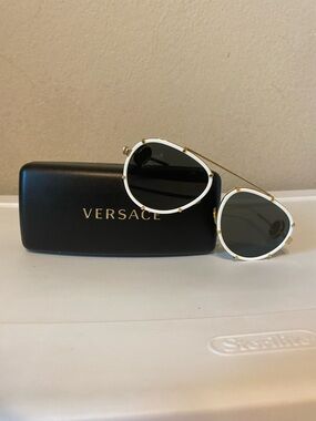 Versace VE2232 14787 Women’s White and Gold Aviator Sunglasses
